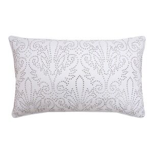 Thro By Marlo Lorenz Juliana Egret Silver Studded Damask Pillow